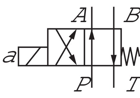 Schaltsymbol: 4/2-Wegeventil, D-Schaltung